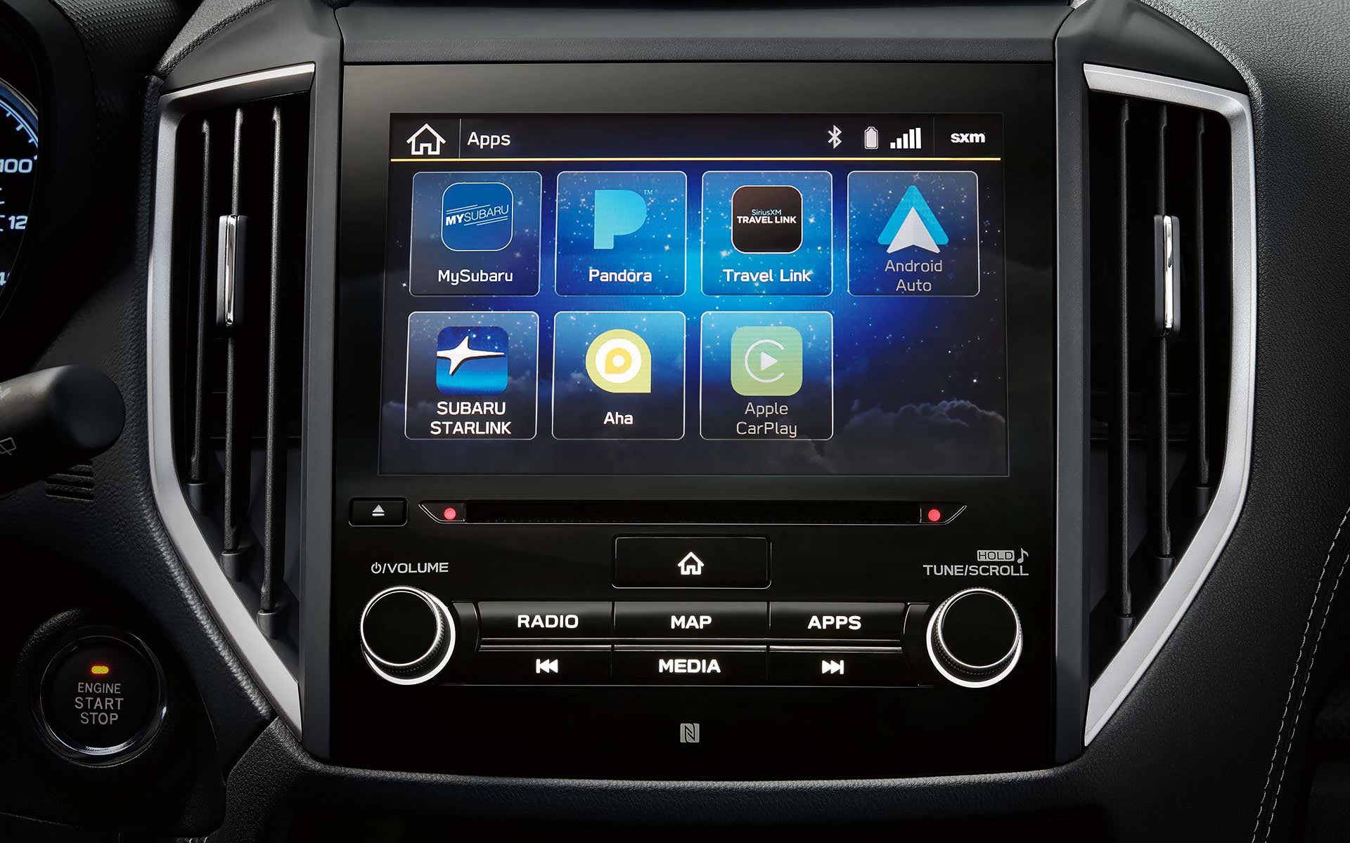 A close-up of the SUBARU STARLINK Multimedia touchscreen on the 2022 Forester. | Dalton Subaru in National City CA