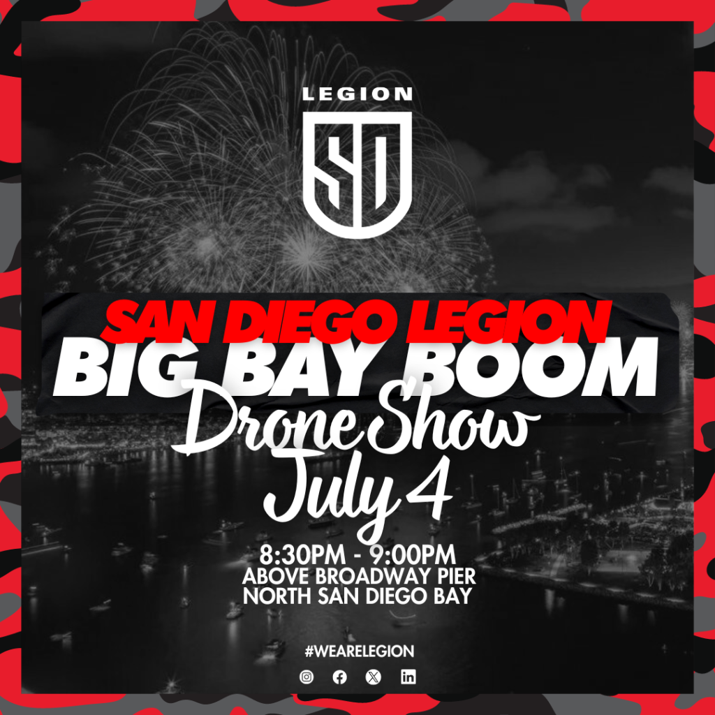 San Diego Legion Big Bay Boom Drone Show featuring Dalton Subaru