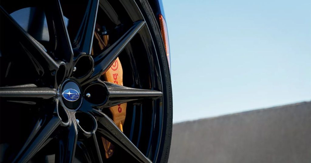 The available Brembo performance brakes in the 2026 Subaru BRZ tS