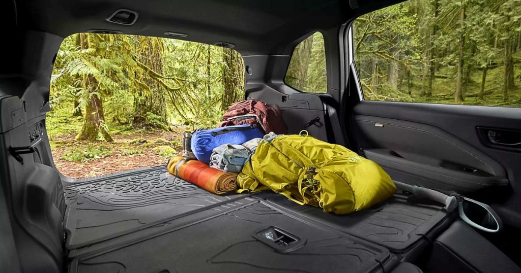 The 2026 Subaru Forester Wilderness cargo space with protectors and cargo tray