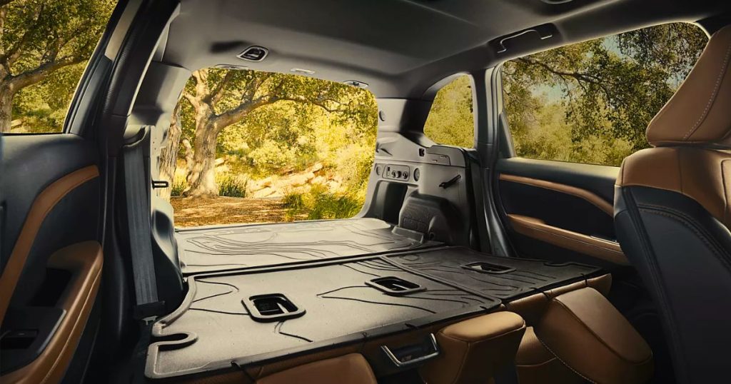 The flat, open load floor of the 2026 Subaru Forester cargo space