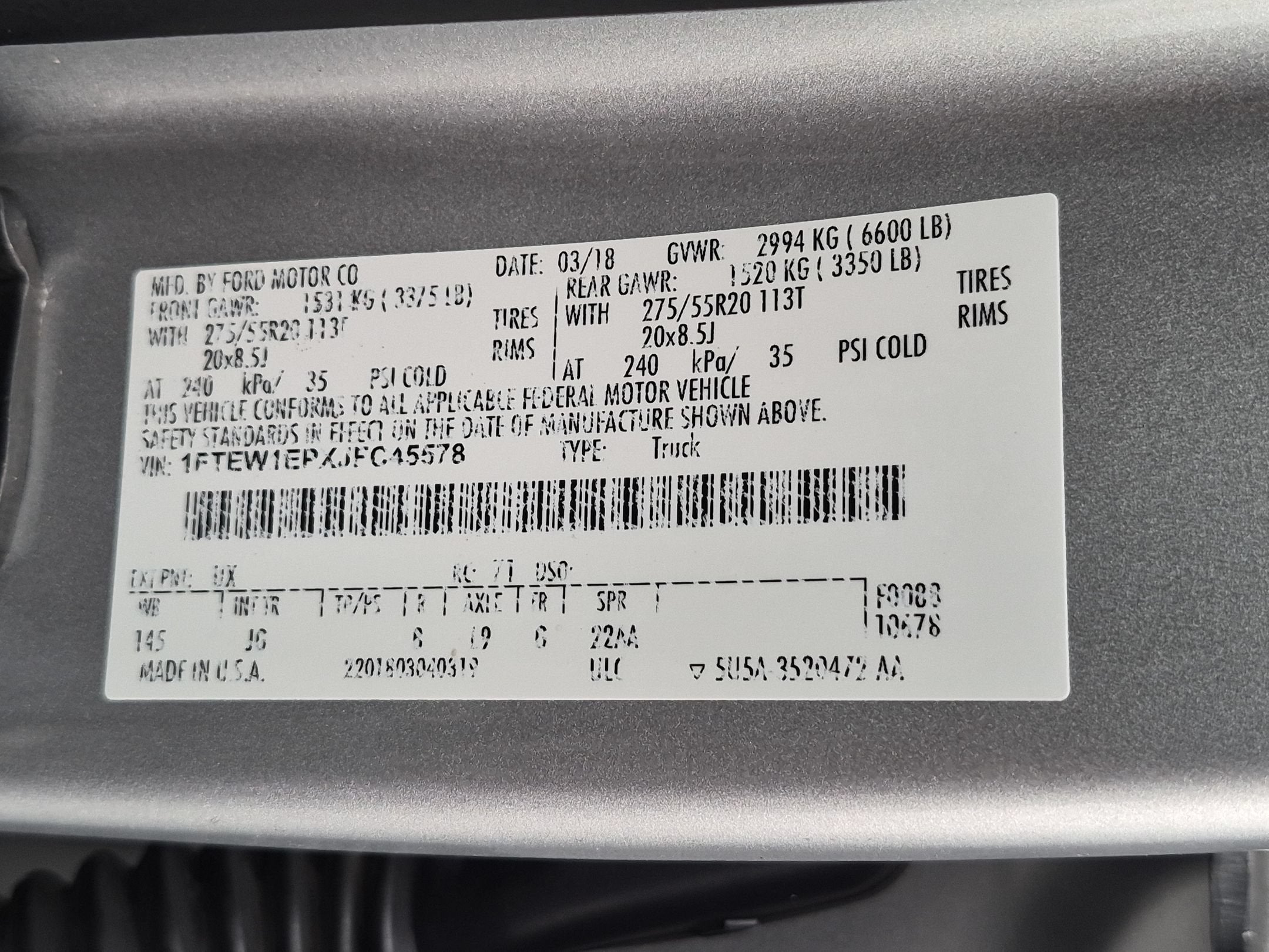 2018 Ford F-150 XL