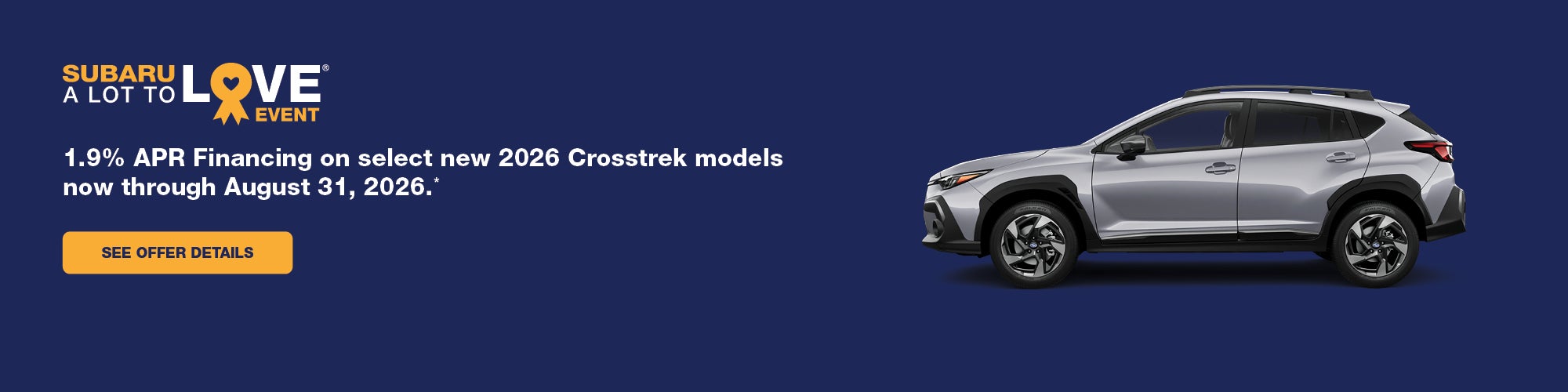 1.9% APR FInancing on New 2026 Crosstrek models