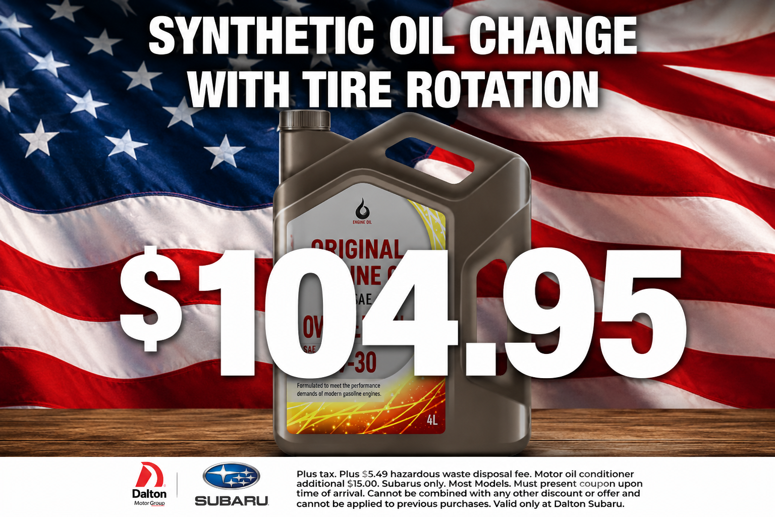 Synthetic Oil Change with Tire Rotation