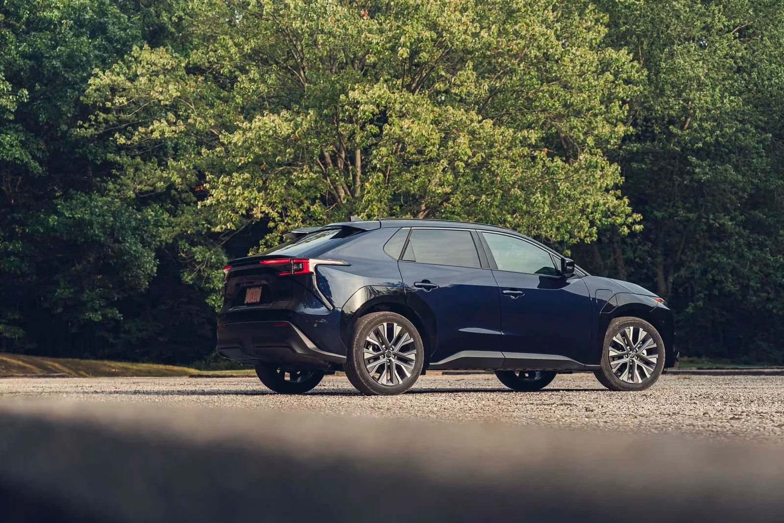 A Solterra on gravel. Loose surfaces are where standard all-wheel drive earns its place.