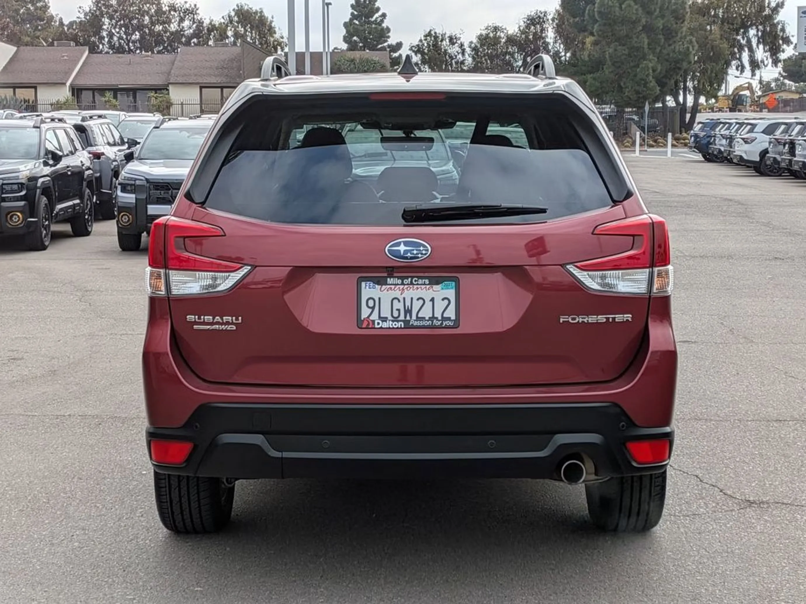 A used red Subaru Forester on the pre-owned lot at Dalton Subaru National City